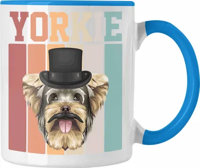 Produktbild von Trendation - Yorkie Besitzer Tasse Geschenk Lustiger Spruch Geschenkidee Retro Vinatge Yorkie (Blau)