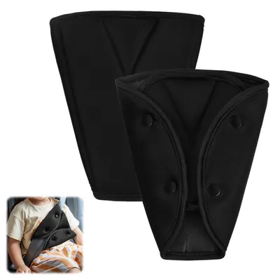 Immagine prodotto di 2 cuscini per cinture di sicurezza per auto, regolatori per cinture di sicurezza, cotone, neri, 20x23 cm