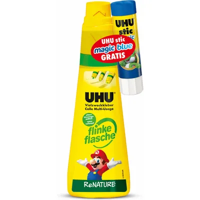 Produktbild von UHU flinke flasche ReNature Alleskleber 100,0 g + GRATIS UHU Stic magic blue LOONEY TUNED