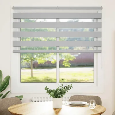 Image de Store double vidaXL, gris clair, 150 x 100 cm, largeur du tissu : 145,9 cm, polyester