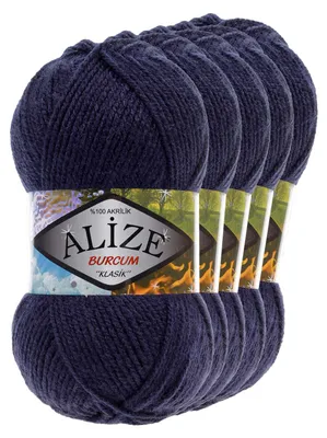 5 x 100g Strickgarn ALIZE BURCUM, 100% Polyacryl, 58 navy