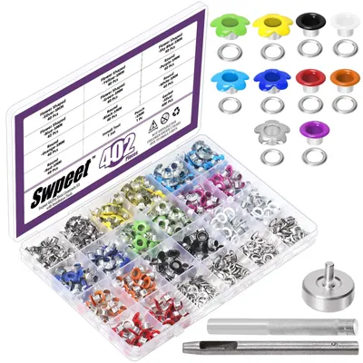 403-teiliges Ösen-Set, 10 Farben, 3/16 Zoll, mit Werkzeug