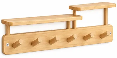 Wandgarderobe Bamboe 6 Haken Opbergvak 59x17x11 cm