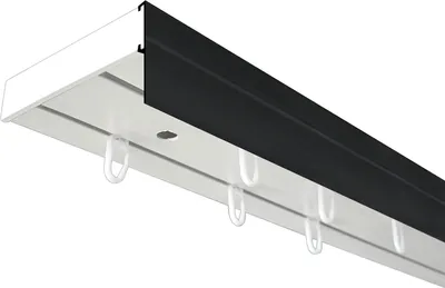 Produktbild von SN Deco - Vorhangschiene SH Set, 3-läufig weiß 400 cm, vorgebohrt, m. Blende, schwarz, 7.5 cm, Komplettes Zubehör und Röllchen