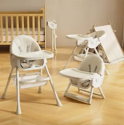 Produktbild von 4-in-1 Babyhochstuhl, Kinderstuhl Klappbar Baby Hochstuhl ab 6 Monate, Umwandelbarer Ess- und Spielhochstuhl,Kombihochstuhl Kinderstuhl (beige)