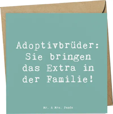 Produktbild von Mr. & Mrs. Panda Grußkarte Spruch Adoptivbrüder Extra - Meeresbrise - Geschenk, persönliche Erinnerungen, Geschwisterliebe, doppelkarte, Einzigartig, Bindung, Adoption