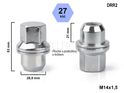 Obrázek produktu pro Kolová matice M14x1,5 zavřená, klíč 27, DRR2E, výška 53 mm, Land Rover