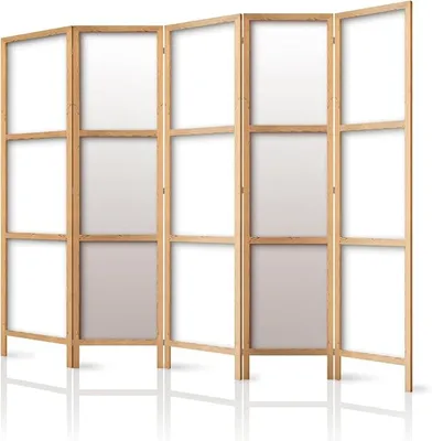 Imagen del producto de Panel divisor de ambientes de madera, 225x172 cm, de 5 paneles, de un solo lado, en estilo oriental