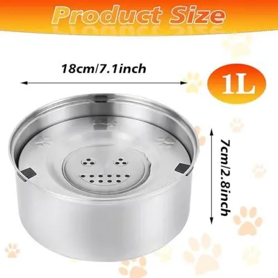 Produktbild von Amexo Wassernapf Hund Ohne Sabbern, Große Trinknapf Hund mit Rutschfester Boden, Wassernapf für Haustiere aus Edelstahl 304, Auslaufsicherer Hundenapf Spülmaschinenfest (1L)