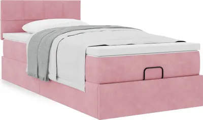 Produktbild von Design Ottoman-Bett mit Matratze Rosa 100x200 cm Samt, Klassische Betten 2024 Neu
