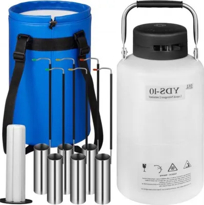 Produktbild von Cryogene Stikstoftank PRO – 10L Lager – Mit Zubehör – Professioneller Flüssigstickstoff-Container
