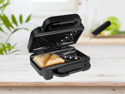 Produktbild von Sandwichtoaster & Gabel, Snackmaker für 2 Toasties Toaster extra tiefe Platten