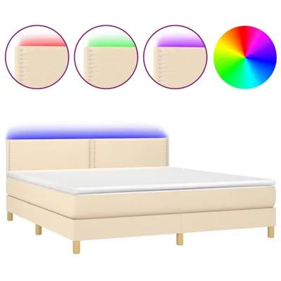 Produktbild von Boxspringbett mit Matratze & LED Creme 180x200 cm Stoff
