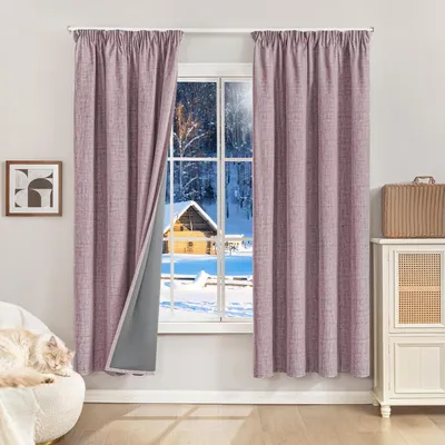 Verdunkelungsvorhang-Set 2er, 175x140 cm, Leinenoptik, Rosa