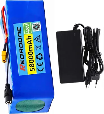 Produktbild von E-Bike Akku 48V 58Ah 13S3P Lithium-Ionen Batterie mit eingebautem BMS für 1000W Motor, Elektrorad mit Ladegerät, XT60 Stecker