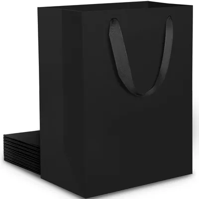 Image de Omgoods - Lot de 20 sacs en papier kraft noir avec anse