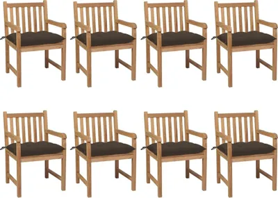 Produktbild von Gartenstühle 8 Stk. mit Taupe Kissen Massivholz Teak