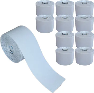 Produktbild von 11 Rollen - Tapefactory24 Getting Started Kinesiologie Tape 5cm x 5m - weiß, Tapes Taping Klebeband Tapeverband Bandage wasserfest