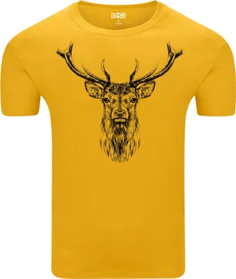 Immagine prodotto di Diarbo t-shirt da uomo con stampa amante degli animali e schizzo di una testa di cervo giallo taglia M