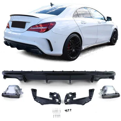 Produktbild von Stoßstange + Endrohre schwarz für Mercedes-Benz CLA C117 2013-2019 Heckdiffusor