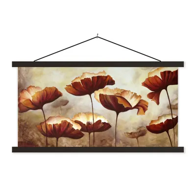 Produktbild von MuchoWow® Textilposter Malerei - Blumen - Ölfarbe - Pflanzen 120x60 cm mit schwarzem Rahmen - Dekoration Schlafzimmer