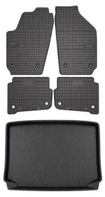 Image de Tapis en caoutchouc + bac de coffre pour Volkswagen Polo IV 9N 2001-2009 (hayon) – 5 pièces, noirs, sur mesure