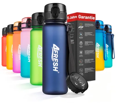 Produktbild von 4FRESH Trinkflasche 500 ml aus Tritan – BPA-freie Wasserflasche mit Sieb, auslaufsicher, Sportflasche klein für Fitness, Schule & Alltag