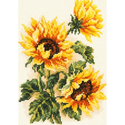 Image de Magic Needle Zweigart Edition Point de Croix Set "Trois Tournesols", motif à compter, 15x22cm