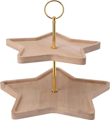 Produktbild von Tortenständer Kuchenständer Tortenplatte Kuchenplatte Servierplatte DECORIS Bambus HOMLA