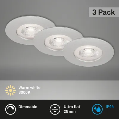 Produktbild von LED Einbauleuchten Dimmbar 3er Set IP44 5 W silber Kunststoff Briloner