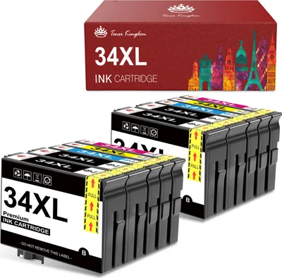 A box of ink cartridges and two stacks of ink cartridges.