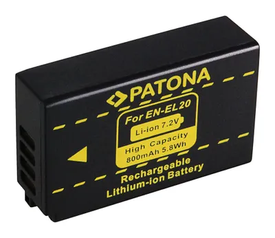 Produktbild von Patona Akku kompatibel mit Nikon EN-EL20 800mAh / 7.2V / 5.8Wh