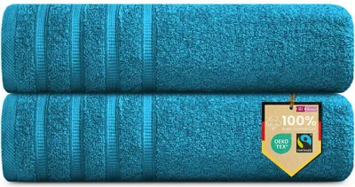 Produktbild von 2er Set Saunatücher Plain petrol-grün 90x200 : 90x200 : Petrol-Grün