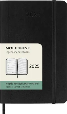 Produktbild von Moleskine 12 Monate Wochen Notizkalender 2025, Pocket/A6, 1 Wo = 1 Seite, rechts linierte Seite, Weicher Einband, Schwarz