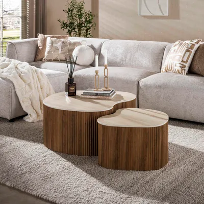 Produktbild von Hoyz Collection – Couchtisch Ceramo Medio – Braun – 85 x 90 x 39 cm