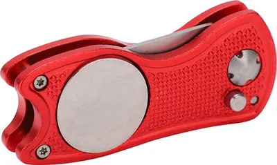 Zdjęcie produktu dla Golfgrün -Gabel Edelstahl Faltbares Divot -Reparaturwerkzeug mit Knopf Magnetisch