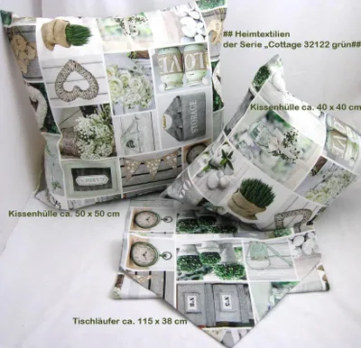 Produktbild von Kissenhülle-Dekokissen Cottage 32122 grün, ca. 40 x 40 cm
