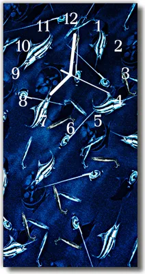 Produktbild von Tulup Glasuhr Wanduhr Küchenuhr Echt-Glas 30x60 Fische Blau