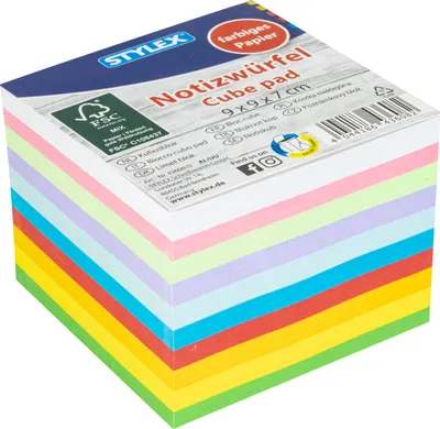 Obrázok produktu pre Kocka na poznámky / 90 × 90 × 70 mm / s 700 farebnými lístkami na poznámky