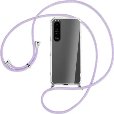 Produktbild von Handykette Backcover-Schutzhülle mit Band (Metall silberfarben) für Sony Xperia 1 II - violett