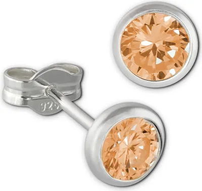Imagen del producto de Pendientes de botón para mujer, modelo SDO5535Y, en plata de ley 925 con circonitas doradas de 5 mm