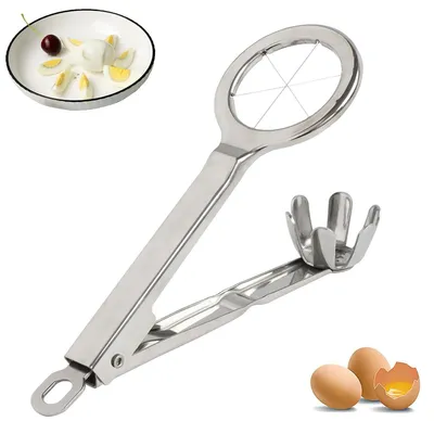 Produktbild von Eierschneider Edelstahl 6-fach Ei Teiler, 304 Edelstahl Küchen Eierschneider hartgekochte Eier Cutter 21x6,5cm Küchenhelfer