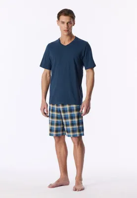 Image de Schiesser pyjama short casual essentials bleu foncé homme