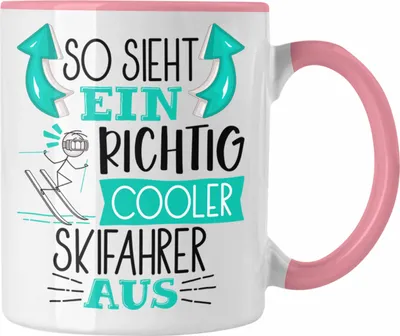 Produktbild von Trendation - Skifahrer Tasse Geschenk So Sieht Ein Richtig Cooler Skifahrer Aus Geschenkidee Spruch Lustig Becher (Rosa)