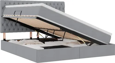 Obrázek produktu pro Postel s úložným prostorem a matrací Světle šedá 160 x 200 cm