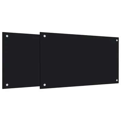 Image de vidaXL Fonds de cuisine 2 pcs. noir 70x60 cm verre trempé