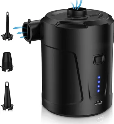 Produktbild von Elektrische Luftpumpe, 5000mAh wiederaufladbare Akku-Luftpumpe, Planschbecken, Pool für Kinder, Mini-Luftpumpe, Elektrischer Inflator mit 3 Luftdüsen, Schnell-Inflator für Schlauchboot/Luftmatratze