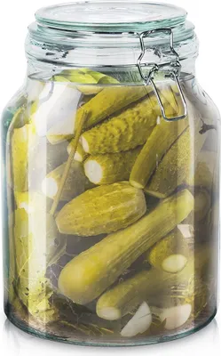 Image de Grand bocal en verre pour cornichons avec fermeture à clip, verre 3,4 l