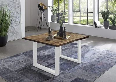 Produktbild von Esstisch Baumkante massiv Akazie natur 90 x 90 weiß NOAH
