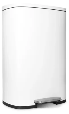 Produktbild von Küchen Mülleimer - Treteimer 50 l - Edelstahl - Rechteckig - Rolldeckel - Für Küche Bad Büro Zuhause - Weiß